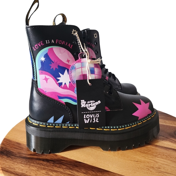 Dr. Martens x Love is Wise Jadon for Pride Black Platform Boots Women's Size 5 - Picture 2 of 11
